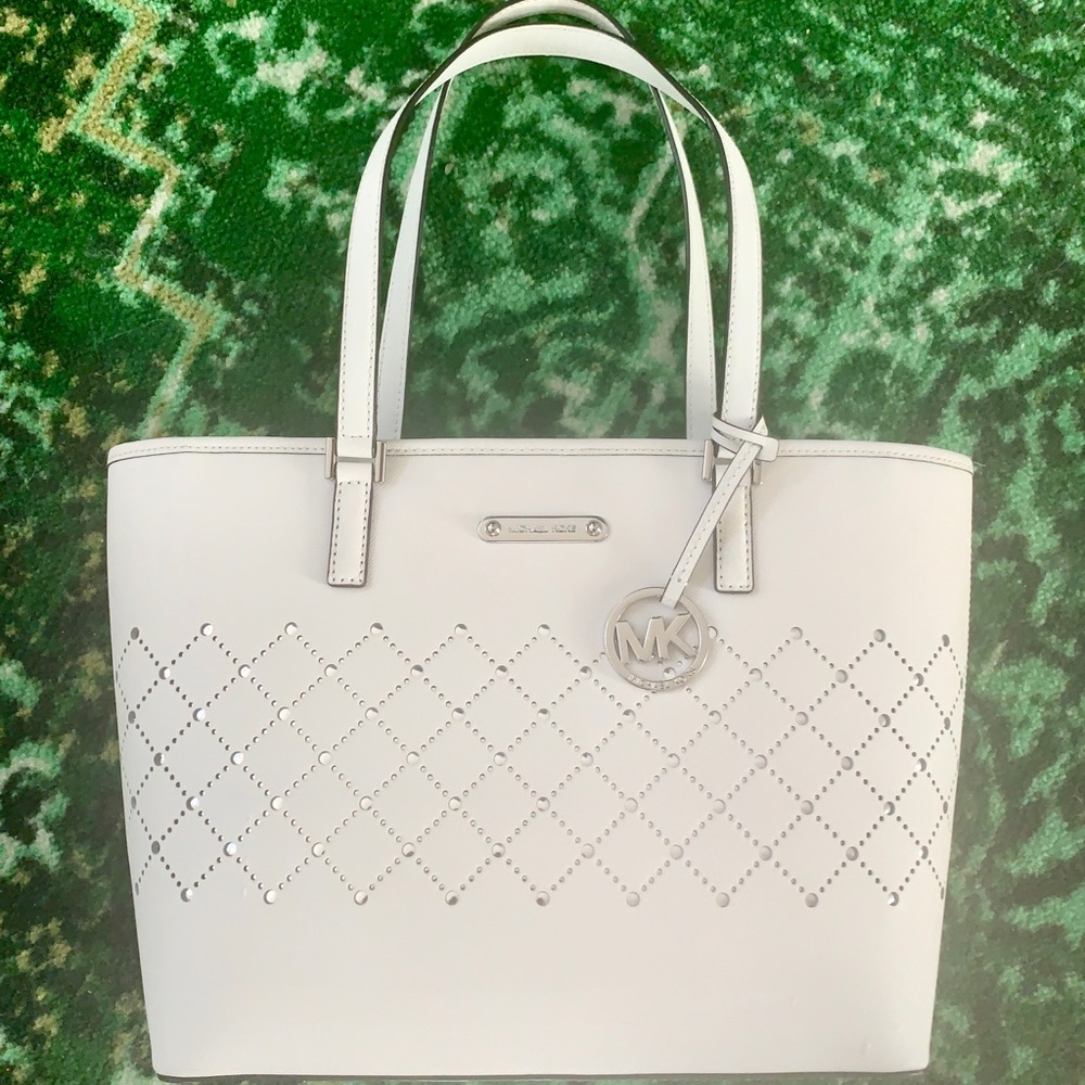 Michael Kors White Carryall Jet Set Tote
